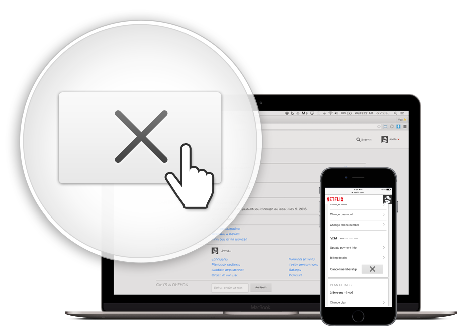 Cancel any time on any device
